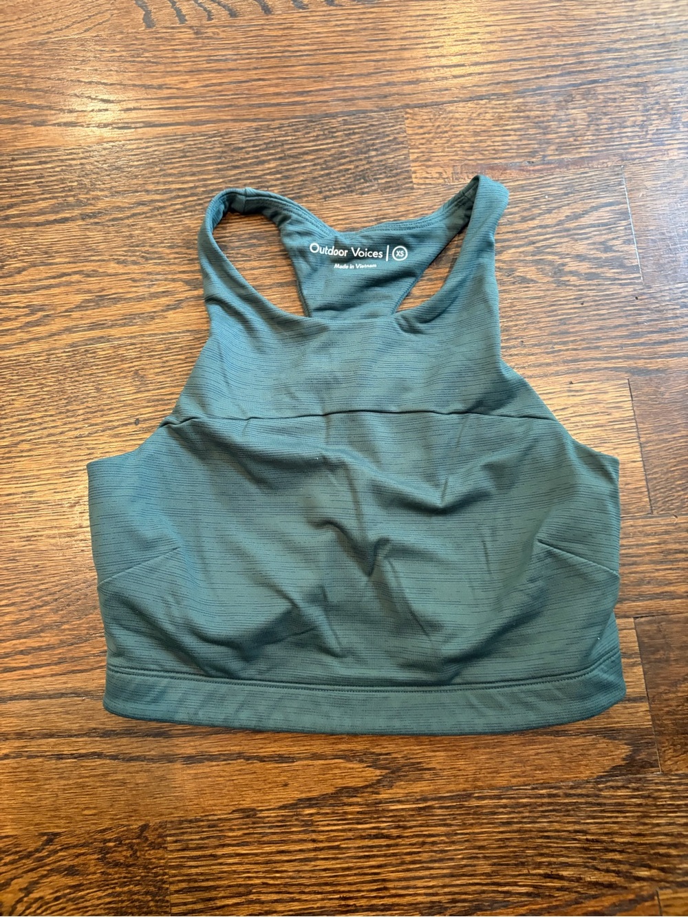 Outdoor Voices Deep Green High-Neck Racerback Sports Bra